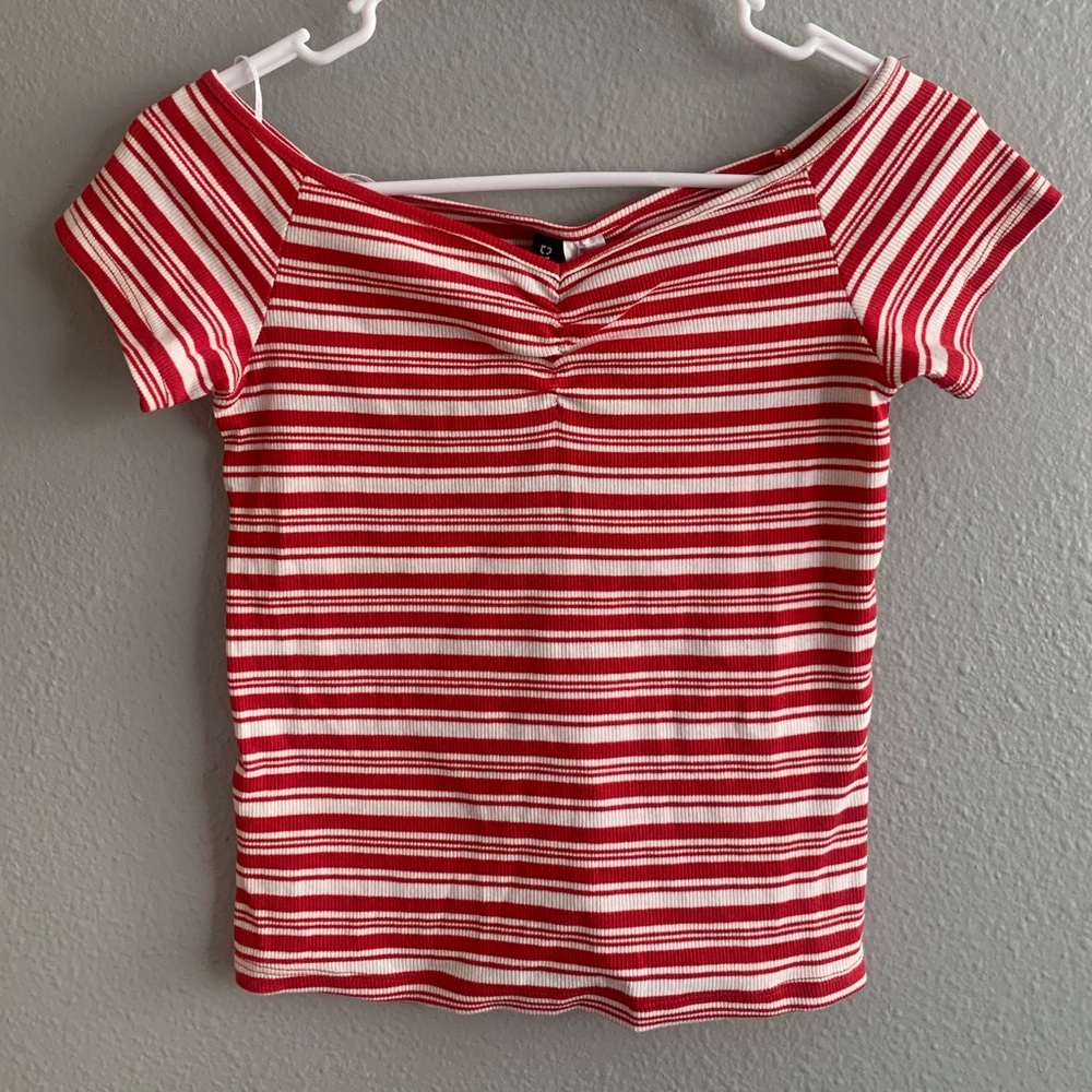 H&M Divided Red and White Striped Tee